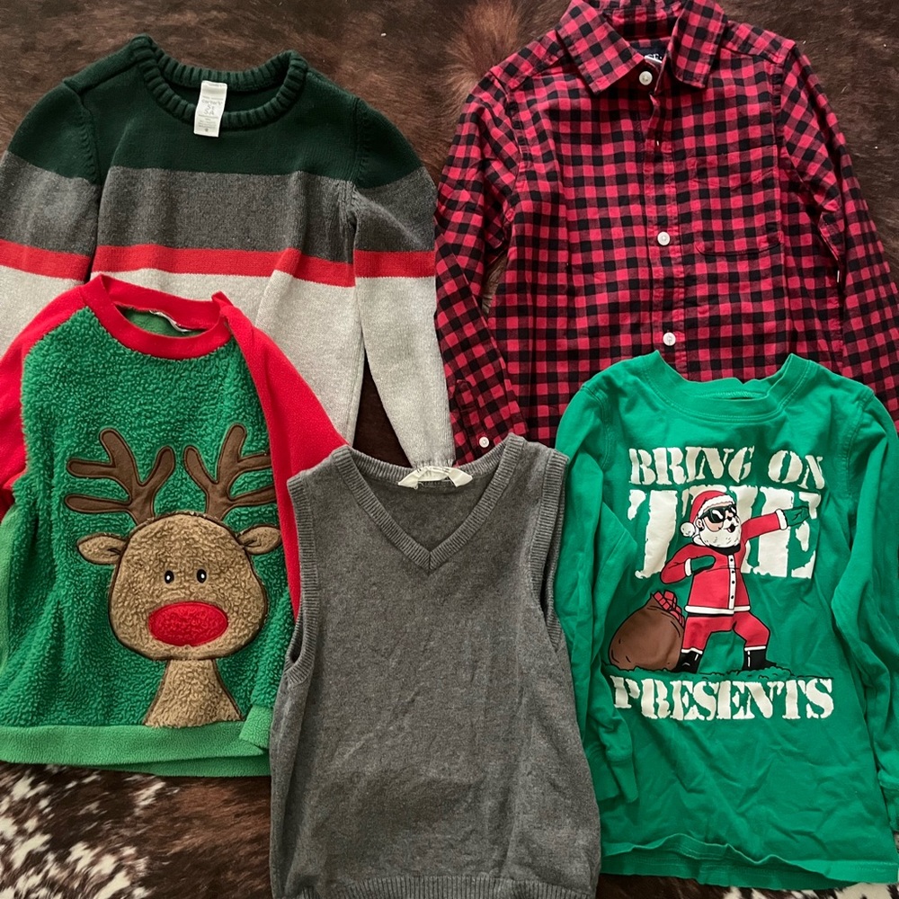 Boys 5/6t Christmas shirt lot